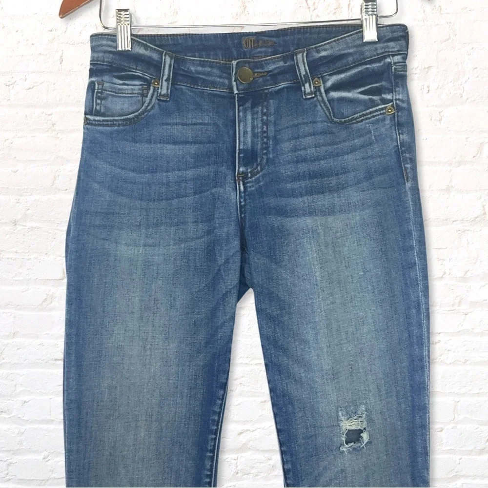 KUT from the Kloth Womens Straight Leg Mid Rise Jeans Size 4 Frayed Hem